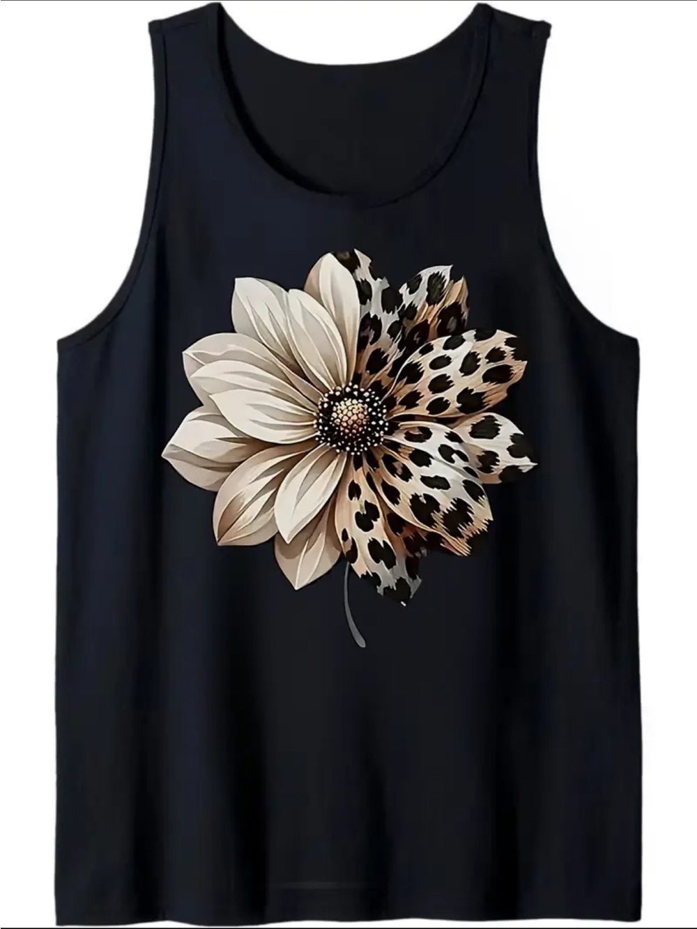 Black Floral Leopard-Print Tank Top - Women's
